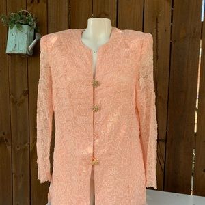 Vintage Gorgeous Peach lace blazer size 18.